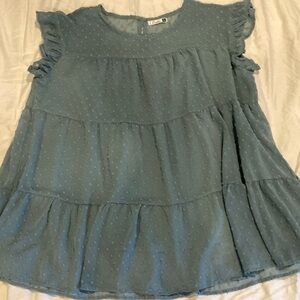 Sage green Ruffled Women's Blouse-XL